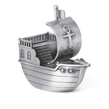 Pewter Pirate Ship Money Box