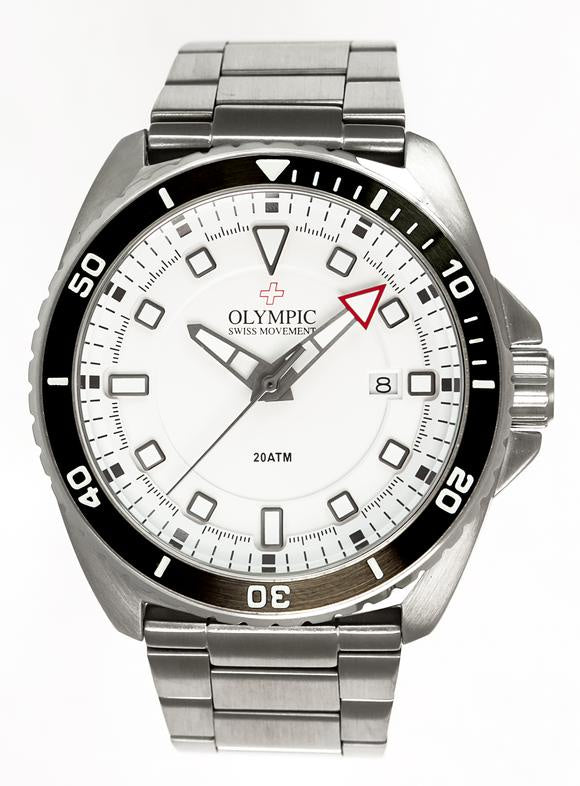 Olympic Aquanaut Stainless Steel White Dial Metal Band 200m