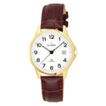 Olympic Men's Watch - Numbers & Date with Leather Strap - Gold