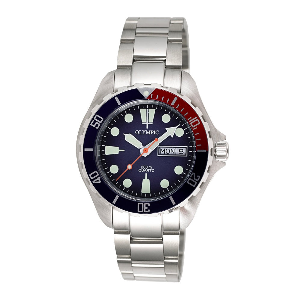 Olympic Classic Dive Watch with Steel Bracelet - Blue