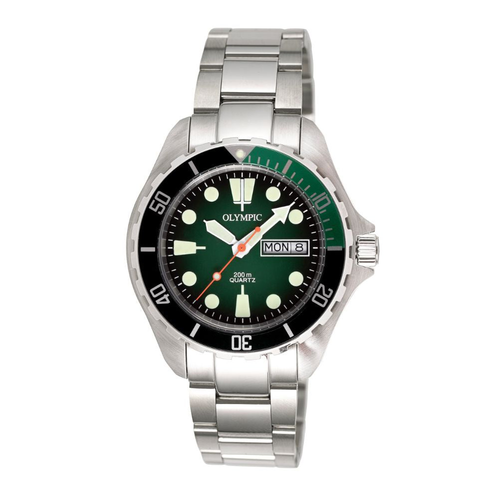 Olympic Classic Dive Watch with Steel Bracelet - Green