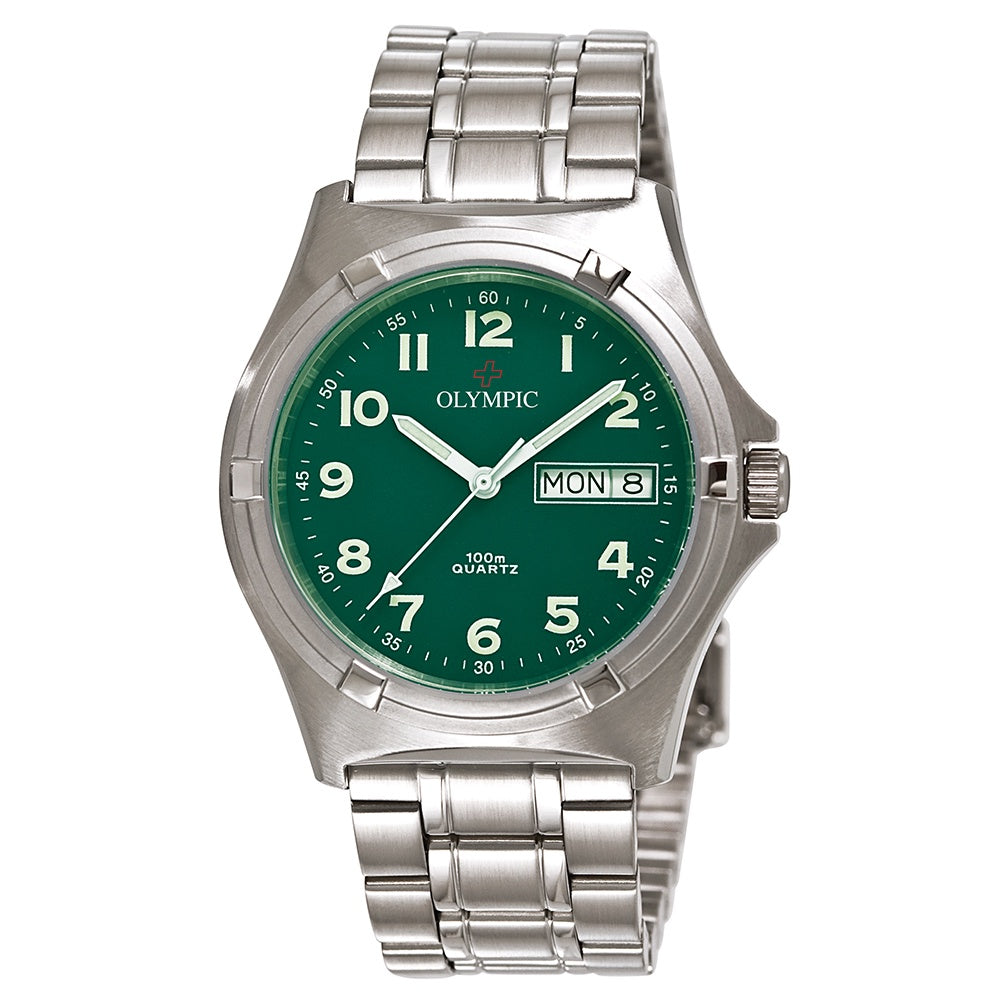 Gents Olympic Work Watch Green Full Figure