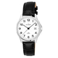 Olympic Men's Watch - Numbers & Date with Leather Strap - Steel