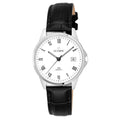 Olympic Men's Watch - Roman Numeral & Date with Leather Strap - Steel