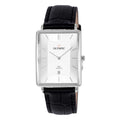 Olympic Gents Rectangle - Steel - Black Leather