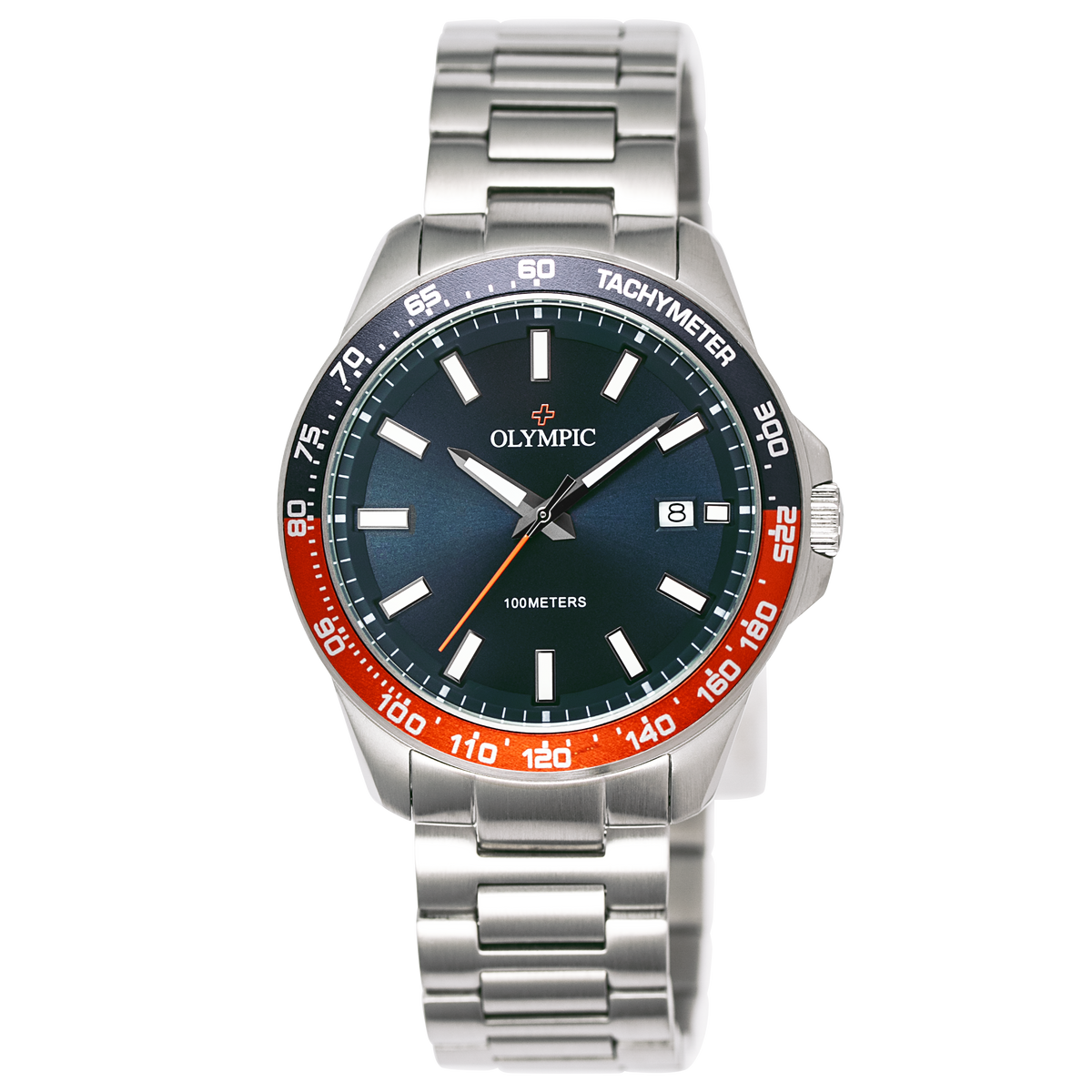Olympic Gents 100m Sport Watch - Steel with Orange