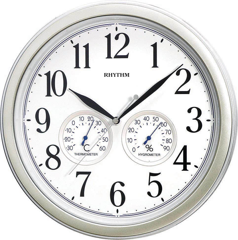 Rhythm Wall Clock 33cm – Thermometer & Hygrometer