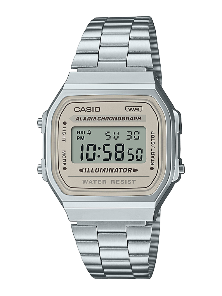 Casio Vintage Stainless Steel Digital Watch - Cream