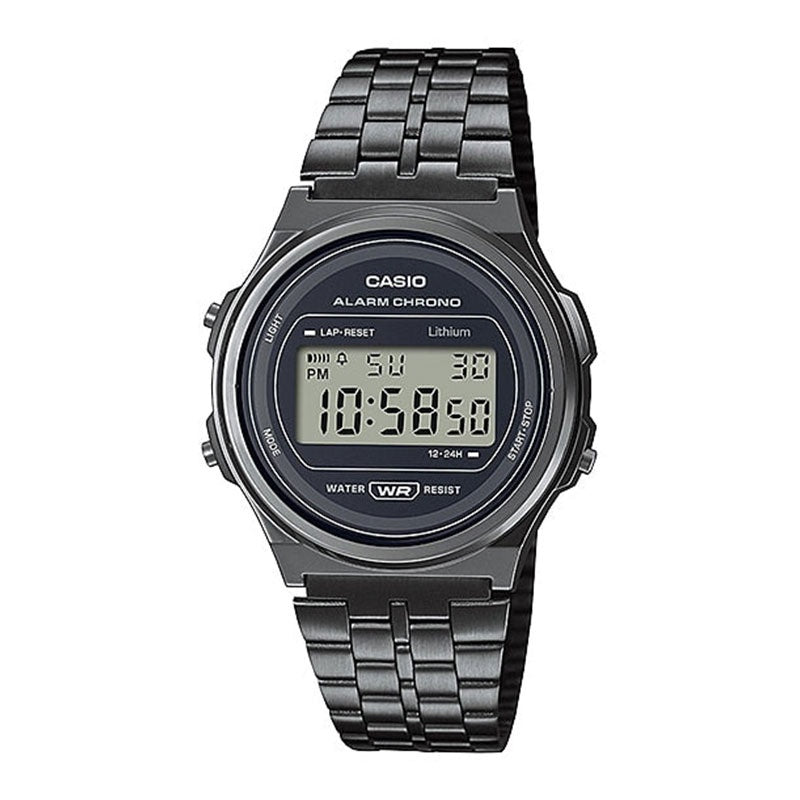 Casio Digital Watch Vintage Round - Black Metal