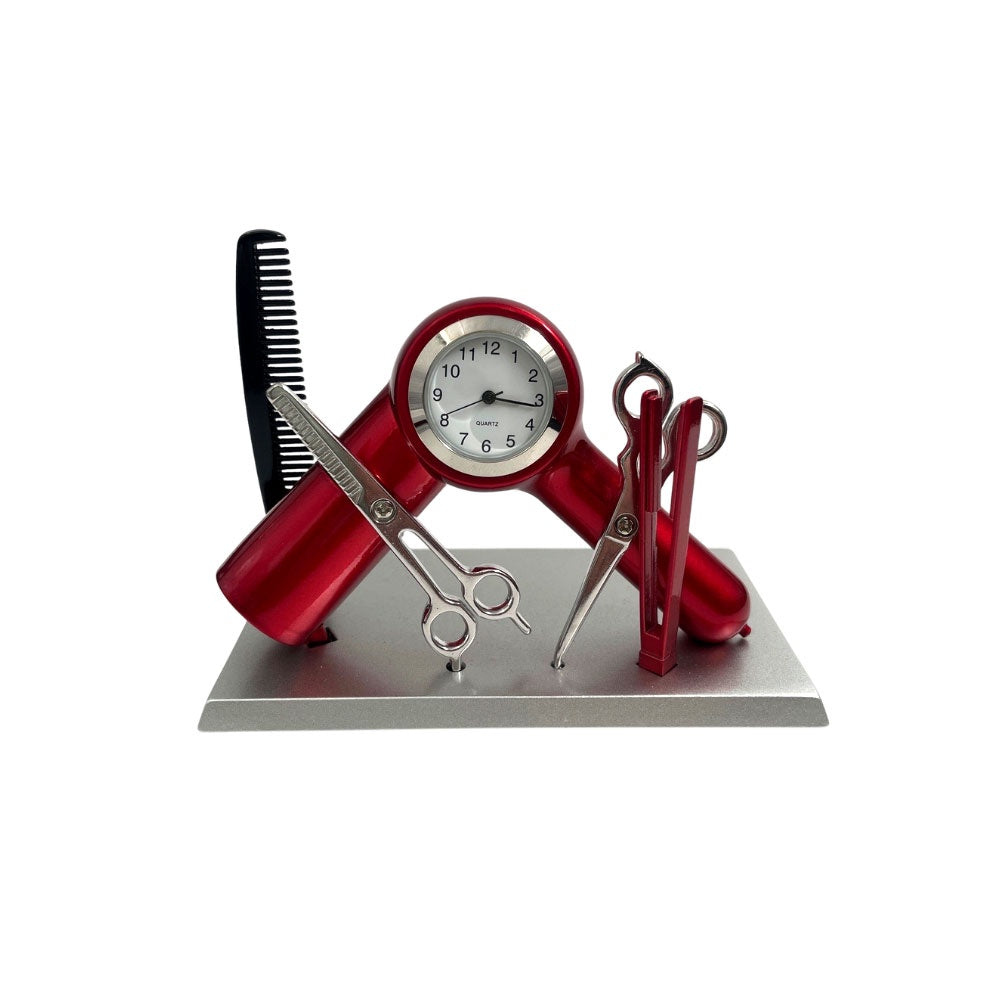 Collectable Clock - Hairdresser Set Red
