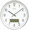 Rhythm Wall Clock 30.5cm – LCD Calendar Metallic Silver