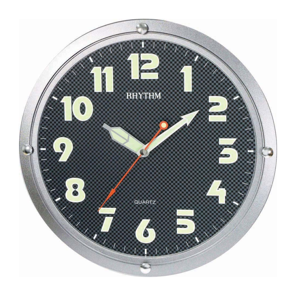 Rhythm Wall Clock 30.6cm – Super Luminous Dial Black