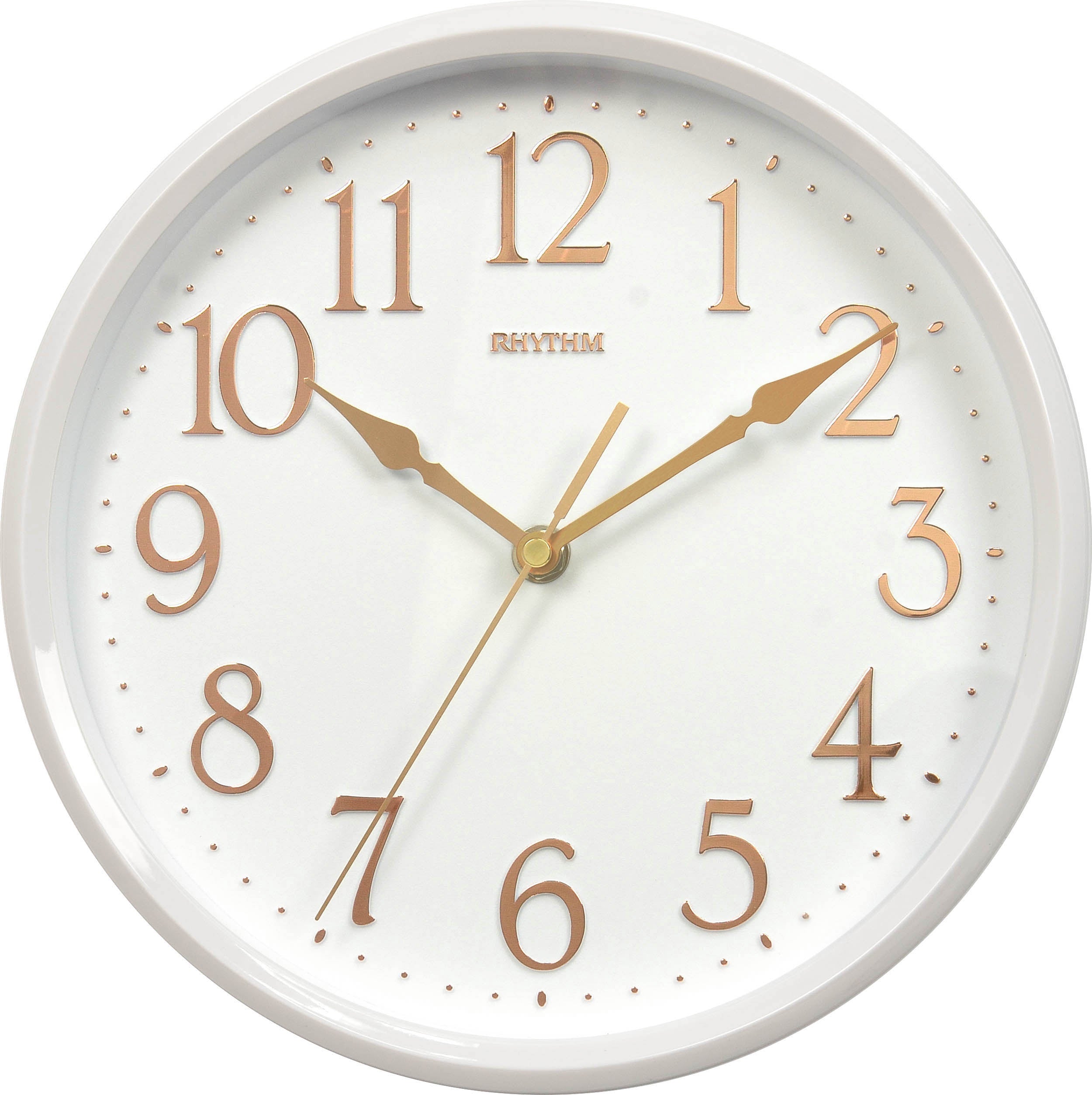 Rhythm Wall Clock 25.5cm - White & Rose