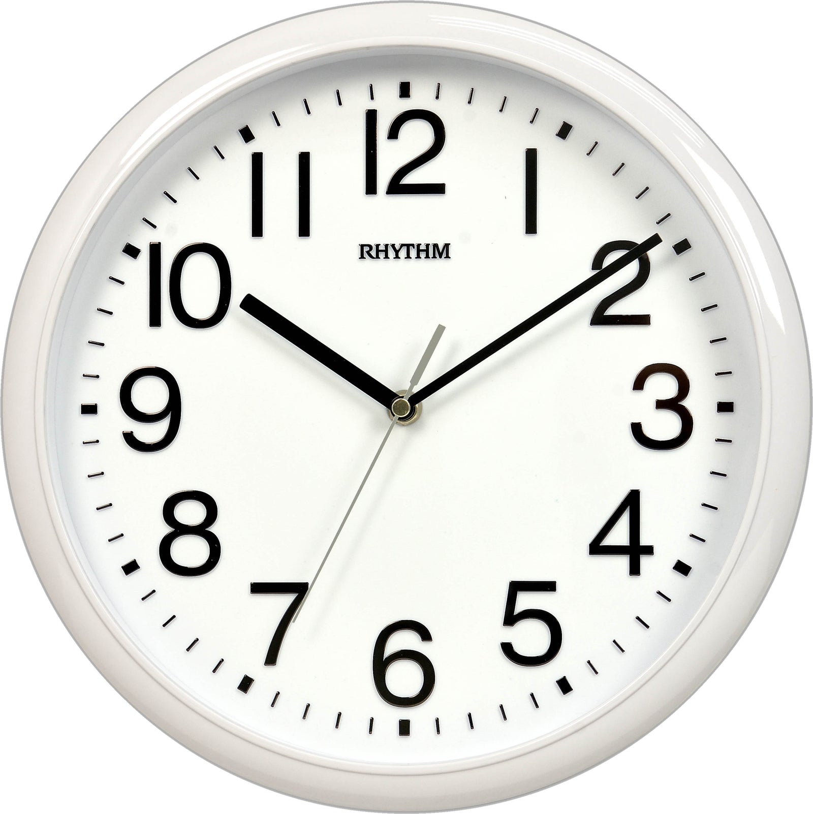 “Rhythm Round Wall Clock 30cm - White - Silent Silky Movement