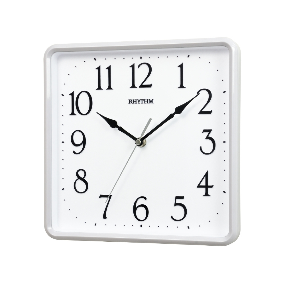 Rhythm Wall Clock Square - 25.2cm White