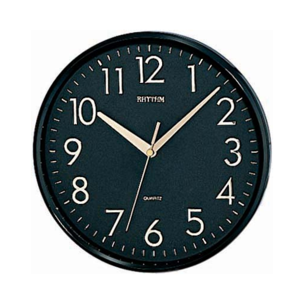 Rhythm Wall Clock 26cm - Black 3D Numerals