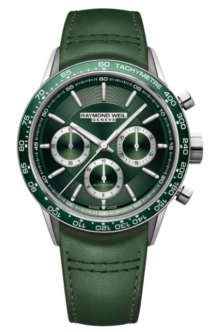 Freelancer Men's Automatic Chronograph Green Leather Watch, 43.5mm