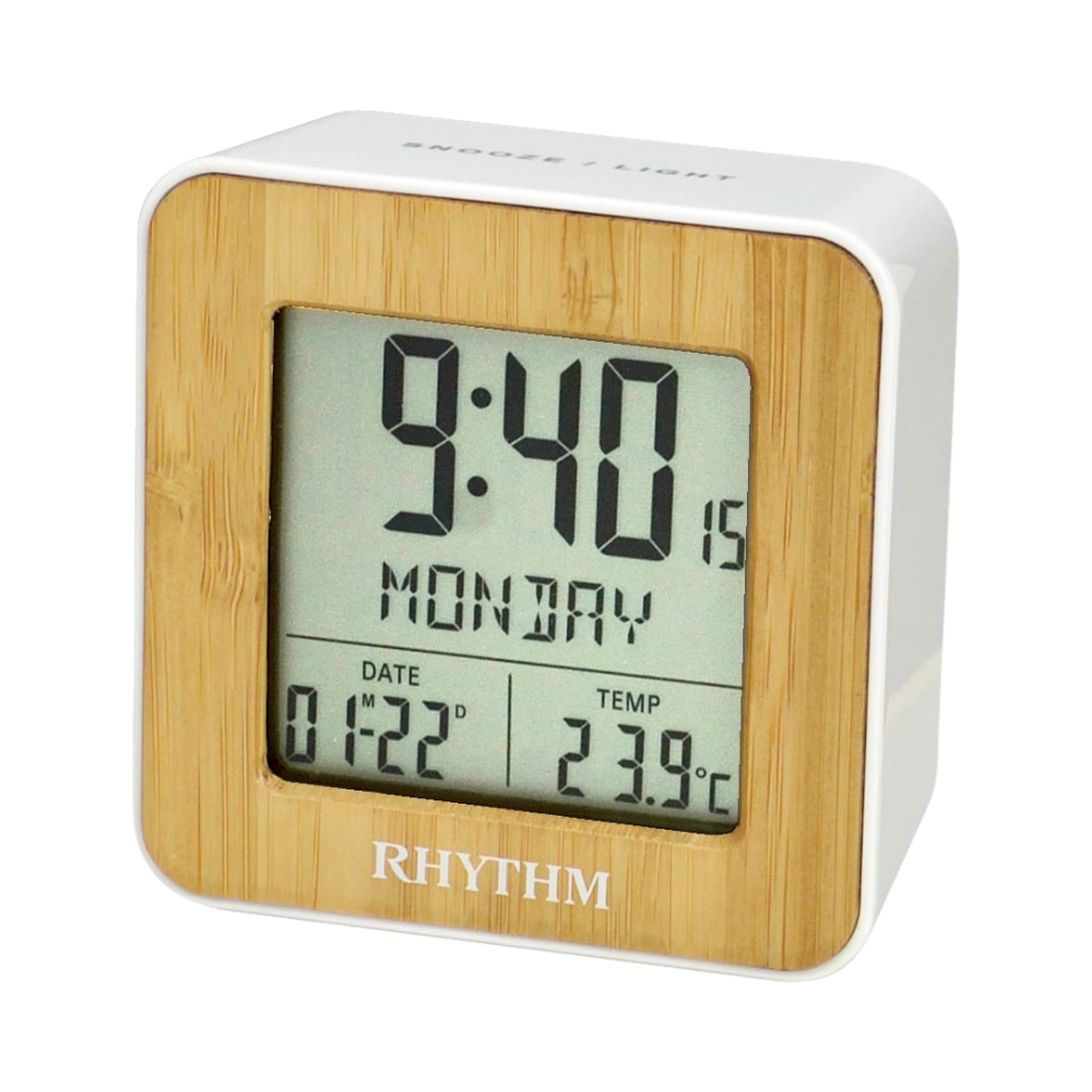 Rhythm LCD Alarm Clock – Wood Look