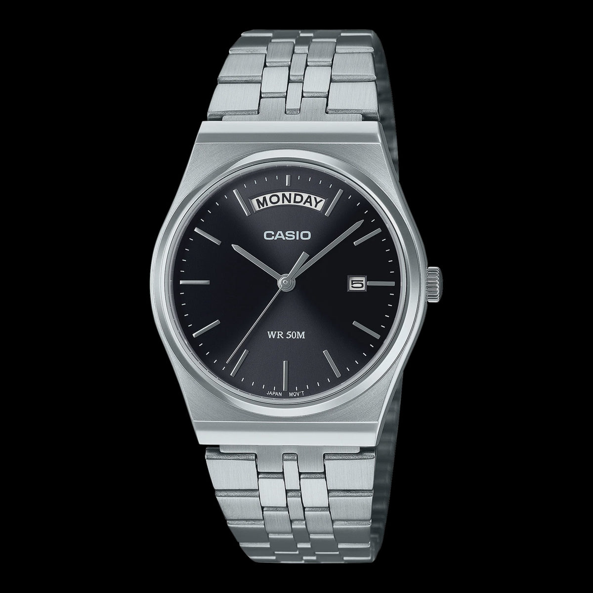 Casio Analogue Watch - Steel with Black Dial