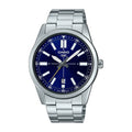 Casio Analogue Watch - Steel with Blue Dial