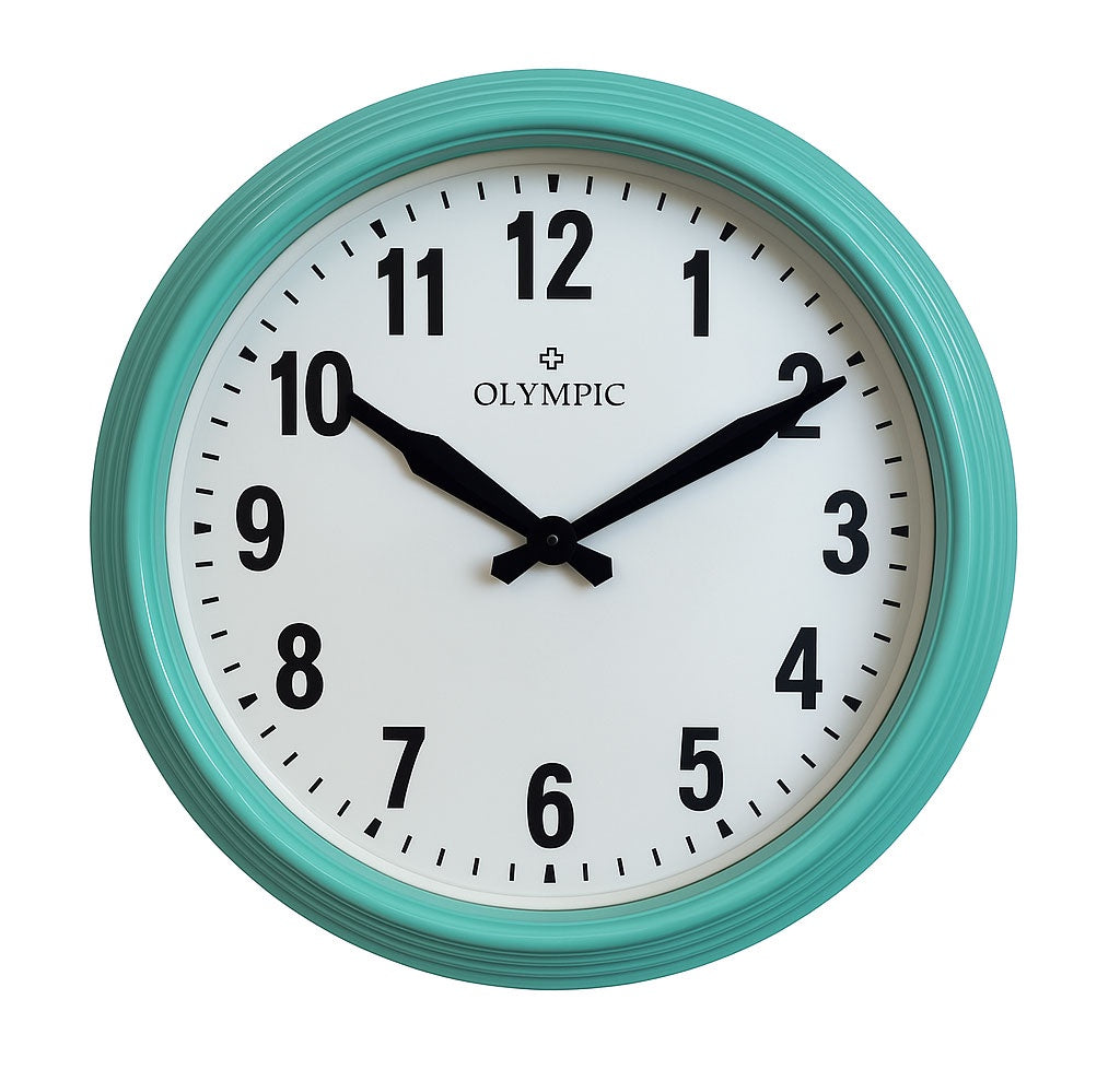 Olympic Topham Station Clock 32cm - Turquoise