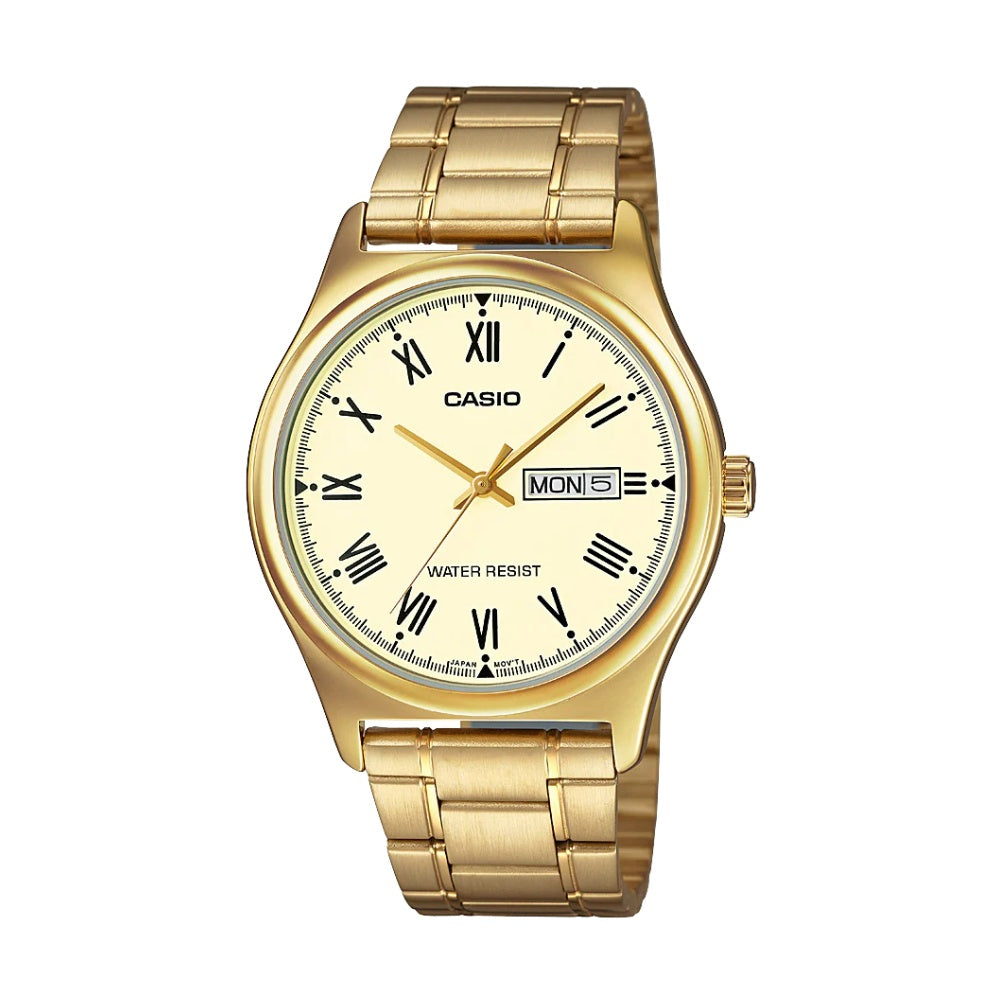 Casio Analogue Roman Numeral Gents Watch - Gold