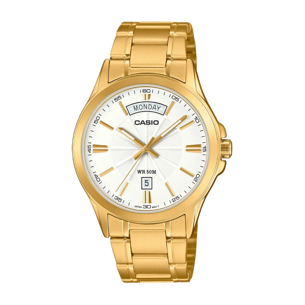 Casio Analogue Watch - Gold with White Dial