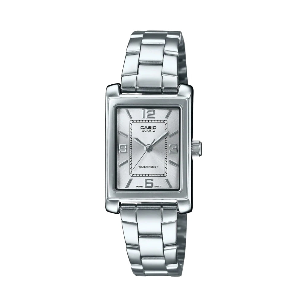Casio Analogue Ladies Square Watch - Steel