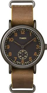 Gents Timex Weekender Brown Leather Strap Watch TW2P86800