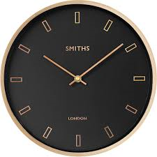 Smiths Rose Gold Wall Clock Black Dial