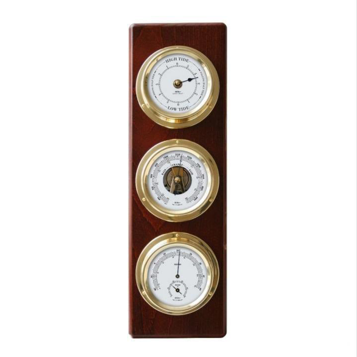 Mahogany Brass Tide Clock Weather Station