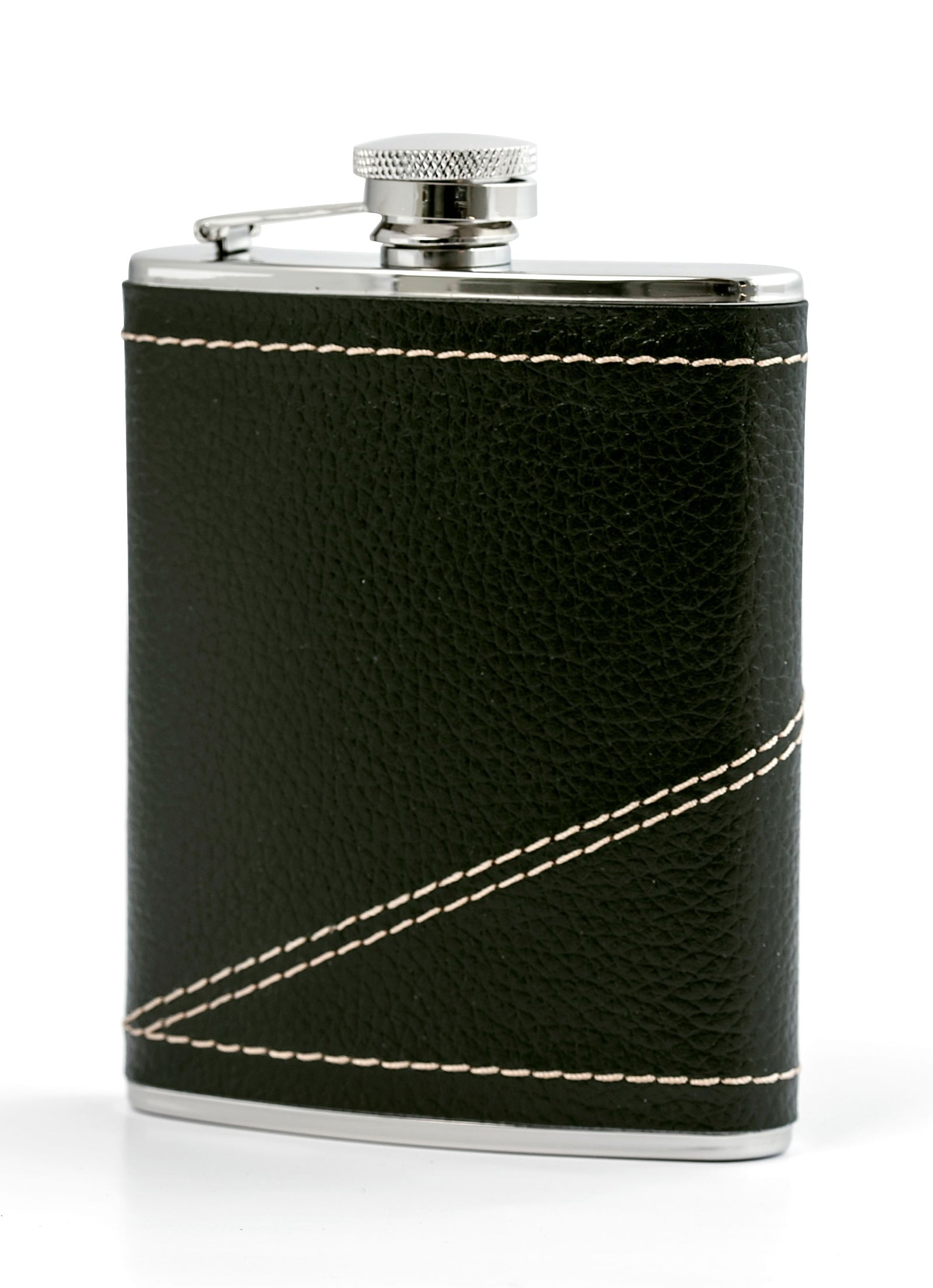 Flask Green Leather Captive/Plate
