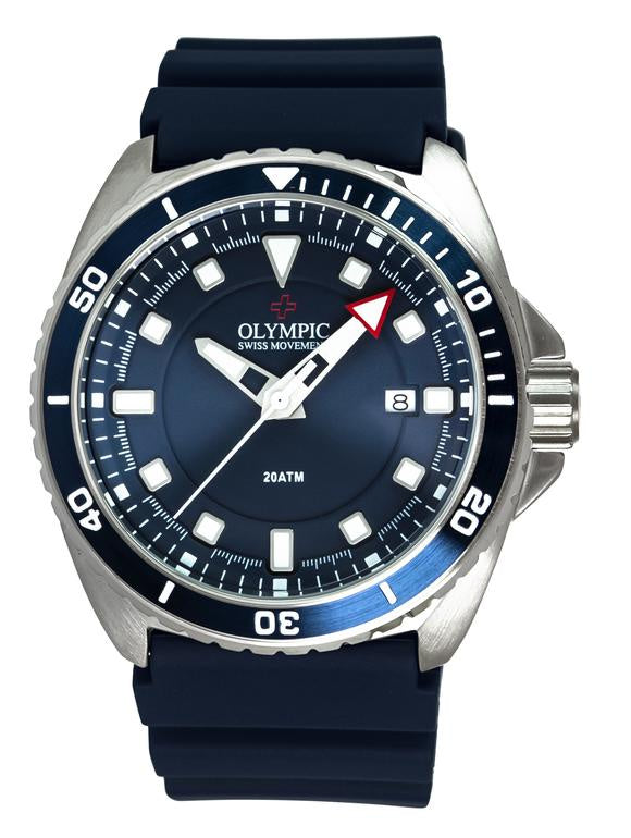Olympic Aquanaut Stainless Steel Blue Divers Watch 200m Precision Watch Company