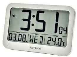 Rhythm Silver Digital Table/Wall Clock