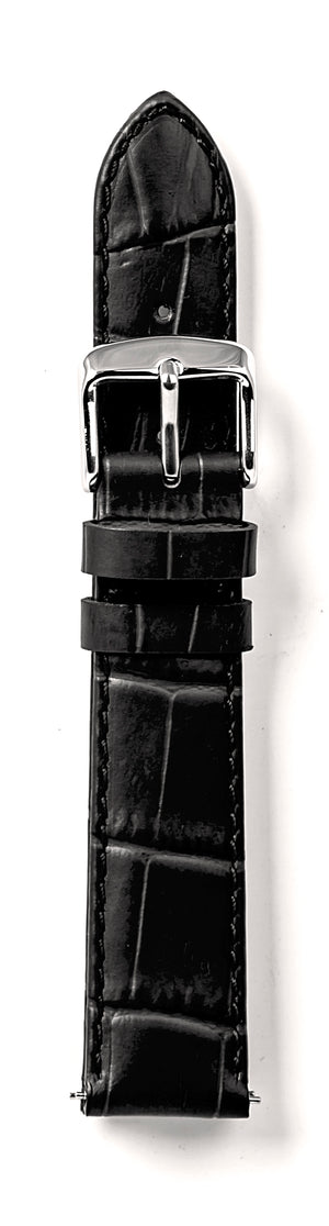Quick Release Leather Watch Strap - Black Alligator