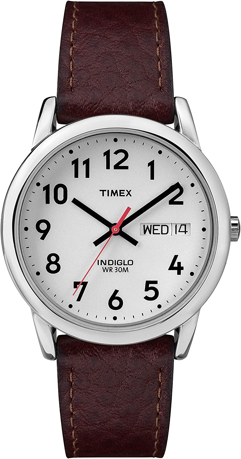 Timex Easy Reader Day-Date Leather Strap Watch